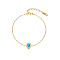 Cubic Zirconia Teardrop Link Bracelet with Golden Stainless Steel Cable Chains, Dodger Blue, 6-1/4 inch(16cm)