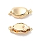 Oval Brass Box Clasps, Cadmium Free & Nickel Free & Lead Free, for Jewelry Making, Real 18K Gold Plated, 8x16x5mm, Hole: 0.5mm