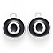 Platinum Plated Alloy Charms, Cadmium Free & Lead Free, with Enamel, Enamelled Sequins, Flat Round with Letter, Letter.O, 14x12x2mm, Hole: 1.5mm