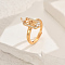 Brass Micro Pave Cubic Zirconia Geometric Adjustable Finger Rings for Women, Hexagon, Golden, Clear, 19x7.5mm, Inner Diameter: Adjustable