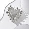 Heart Alloy Open Cuff Rings, Statement Rings for Women, Platinum, Heart: 70x62mm, Inner Diameter: 17.4mm