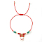 Imitation Pearl & Glass Beads Braided Bracelets, with Christmas Alloy Enamel Charms, Adjustable Cord Bracelets for Women Men, Deer