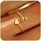 Brass Cuff Rings, Heart and Letter, Golden, Letter S, Inner Diameter: 17~19mm