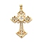 Rack Plating Brass with Cubic Zirconia Pendants and ABS Imitation Pearl, Long-Lasting Plated, Lead Free & Cadmium Free, Cross Charms, Clear, 40x26.5x3.5mm, Hole: 5x3mm
