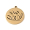 Ion Plating(IP) 201 Stainless Steel Pendants, Flat Round with Plants Charm, Real 18K Gold Plated, 20x18x1.5mm, Hole: 1mm