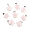 Natural Rose Quartz Pendants, Pendants, with Platinum Tone Brass Findings, Star, 23.5x20.5x7.5mm