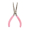 (Defective Closeout Sale: Rust)Carbon Steel Jewelry Pliers, Long Chain Nose Pliers, Pink, 14.8x7x0.95cm