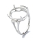 Adjustable 925 Sterling Silver Ring Components, with Cubic Zirconia, For Half Drilled Beads, Real Platinum Plated, 1.5~6.5mm, Inner Diameter: 18.2mm