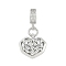 Brass Clear Cubic Zirconia Heart European Dangle Charms, Large Hole Pendants, Cadmium Free & Lead Free, Platinum, 35.5mm, Hole: 7.5x4.5mm