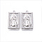 Brass Micro Pave Clear Cubic Zirconia Pendants, Nickel Free, Rectangle with Virgin, Platinum, 20x12x2mm, Hole: 1.2mm