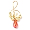 Electroplated Synthetic Non-magnetic Hematite & Teardrop Glass Big Pendants, Musical Note Charms, Golden Plated, Red, 61x24x10mm, Hole: 16.5x8.5mm