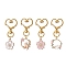 4Pcs Sakura Flower & Cat Alloy Enamel Keychains, with Zinc Alloy Heart Swivel Lobster Clasps, Mixed Color, 5.6cm