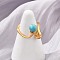 304 Stainless Steel Cuff Rings, with Turquoise, 17mm, Inner Diameter: 17mm