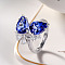 Teardrop Brass Micro Pave Cubic Zirconia Adjustable Cuff Rings for Women, Platinum, Inner Diameter: Adjustable