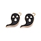 Halloween Theme Alloy Enamel Pendants, Cadmium Free & Lead Free, Light Gold, Ghost Charm, Black, 23x12.5x1.5mm, Hole: 1.6mm