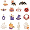 15Pcs 15 Styles Alloy Enamel Pendants, Halloween Theme, Light Gold, Mixed Shapes, 11~26x14~23x1~2mm, Hole: 1.4~2mm, 1pc/style