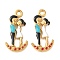 304 Stainless Steel Enamel Pendants, Ion Plating(IP), Couples, Colorful, 28.5x15x3.5mm, Hole: 2mm