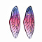 Transparent Epoxy Resin Big Pendants, with Gold Foil, Insects Wing, Blue, 51x16.5x1~2.5mm, Hole: 1.2mm