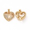 Brass Micro Pave Clear Cubic Zirconia Pendants, Cadmium Free & Lead Free, Heart, Golden, 20x19x6mm, Hole: 3.5x5mm