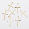304 Stainless Steel Pendants, Cross, Real 18K Gold Plated, 16x9.5x0.8mm, Hole: 1.2mm
