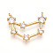 Brass Micro Pave Cubic Zirconia Pendants, Twelve Constellations Charms, Long-Lasting Plated, Nickel Free, Real 18K Gold Plated, Capricorn, 16x20.5x3mm, Hole: 1.2mm