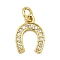 Brass Micro Pave Cubic Zirconia Pendants, Horseshoe Charms, with Jump Ring, Lead Free & Cadmium Free, Long-Lasting Plated, Real 18K Gold Plated, Rack Plating, Clear, 11x8.5x1.8mm, Hole: 2mm