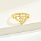 Brass Alphabet Adjustable Rings for Women, Cadmium Free & Nickel Free & Lead Free, with Heart, Letter F, 17mm, US Size 6 1/4(16.7mm)