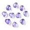 Transparent Spray Painted Glass Beads, with Glitter Powder, Heart, Purple, 6x6x4mm, Hole: 0.7mm
