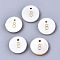 Natural Freshwater Shell Charms, Flat Round with Gold Blocking Number, Num.8, 11x2mm, Hole: 1.5mm