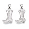 Brass Micro Pave Cubic Zirconia Pendants, Cadmium Free & Lead Free, Boot Charms, Platinum, 19x12x3mm, Hole: 4.5x2mm