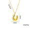 304 Stainless Steel Chunky Initial Pendant Necklaces, Real 18K Gold Plated, Letter U, 15.75 inch(40cm)