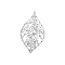 304 Stainless Steel Big Pendants, Hollow Leaf Charm, Stainless Steel Color, 50x30mm