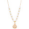 Shell Shape Alloy Crystal Rhinestone Pendant Round Plastic Imitation Pearl Beaded Necklaces for Women, White, Golden, 18.90 inch(48cm)