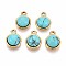 Synthetic Turquoise Half Round Charms, 201 Stainless Steel Findings, Real 18K Gold Plated, Ion Plating(IP), 13.5x10x5.5~6mm, Hole: 1.5~1.6mm