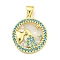 Brass Micro Pave Clear Cubic Zirconia Pendants, Cadmium Free & Nickel Free & Lead Free, with Shell, Real 18K Gold Plated, Aquarius, 19x16.5x3mm, Hole: 4x3.5mm