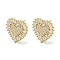 Heart Rack Plating Brass Micro Pave Cubic Zirconia Stud Earrings, Long-Lasting Plated, Lead Free & Cadmium Free, Real 18K Gold Plated, 19x20.5mm