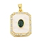 Brass Micro Pave Cubic Zirconia Pendants, Cadmium Free & Nickel Free & Lead Free, with Acrylic, Oval, 20.5x15x4mm, Hole: 5x2.5mm