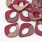 Resin & Walnut Wood Pendants, Two Tone, teardrop, FireBrick, 32.5x27.5x2.5~4mm, Hole: 1.5mm