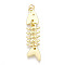 Brass Pendants, Cadmium Free & Lead Free, Fishbone, with Jump Ring, Real 18K Gold Plated, 49x12x5.5mm, Hole: 3.5mm