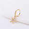 Brass Micro Pave Clear Cubic Zirconia Dangle Hoop Nose Rings, Golden, Starfish, 8mm