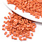 2-Hole Glass Seed Beads, Opaque Colours, Rectangle, Dark Orange, 4.5~5.5x2x2~2.5mm, Hole: 0.5~0.8mm, about 250pcs/10g
