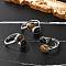 Natural Black Agate & Tiger Eye Finger Rings, Oval, with Brass Jewelry for Women, Cadmium Free & Lead Free, 2.5~15.5mm, US Size 7 1/2(17.7mm)