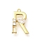Brass Micro Pave Cubic Zirconia Pendants, LetterA-Z Charms, Golden, Letter R, 16x10.5x2.5mm, Hole: 1mm
