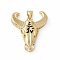 Brass Black Enamel Pendants, Lead Free & Cadmium Free, OX Head Charm, Real 18K Gold Plated, 27x23x4.5mm, Hole: 3.5x4.5mm