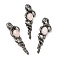 Natural Rose Quartz Big Pendants, Snake Charms, with Rack Plating Antique Silver Tone Alloy Findings, Cadmium Free & Lead Free, 61.5x20x13mm, Hole: 8x5.5mm