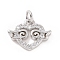 Brass Micro Pave Cubic Zirconia Charms, with Jump Ring, Cadmium Free & Lead Free, Heart with Wing Charms, Platinum, 10x13x2mm, Hole: 2.8mm