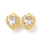 Brass Pendants with Clear Glass, Heart Charms, Real 18K Gold Plated, 10x9x6mm, Hole: 1mm