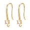 Brass Micro Pave Clear Cubic Zirconia Earring Hooks, Ear Wire, with Loops, Cadmium Free & Lead Free, Real 18K Gold Plated, 16.5~19.5mm, Hole: 1.2mm, 20 Gauge, Pin: 0.8mm