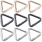 12Pcs 3 Colors Alloy Spring Gate Rings, Triangle, Mixed Color, 5 Gauge, 31.5x34x4.5mm,4pcs/color