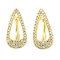Brass Micro Pave Clear Cubic Zirconia Cuff Earrings for Women, Teardrop, Real 18K Gold Plated, 16.5x8.5mm